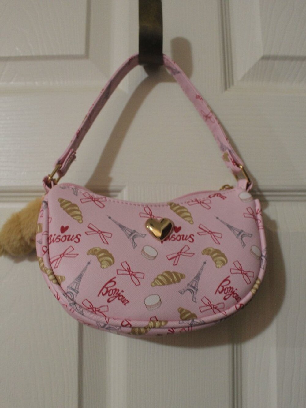 Dream Pink by M&G Pink Paris Print Mini Bag with Croissant Charm